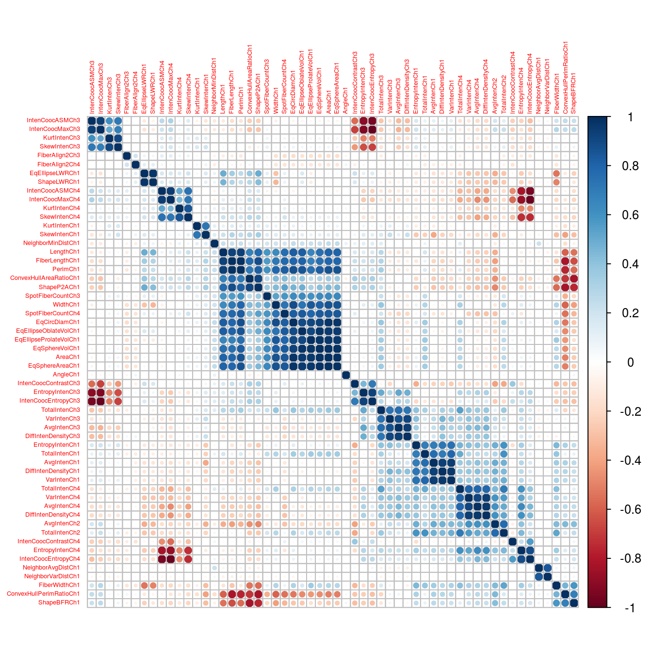 Correlogram of the segmentation data set.